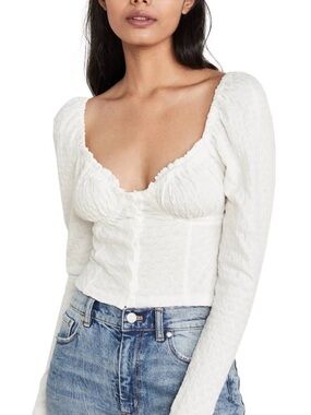 Free People Ladybug Long sleeve Textured Sweetheart Top